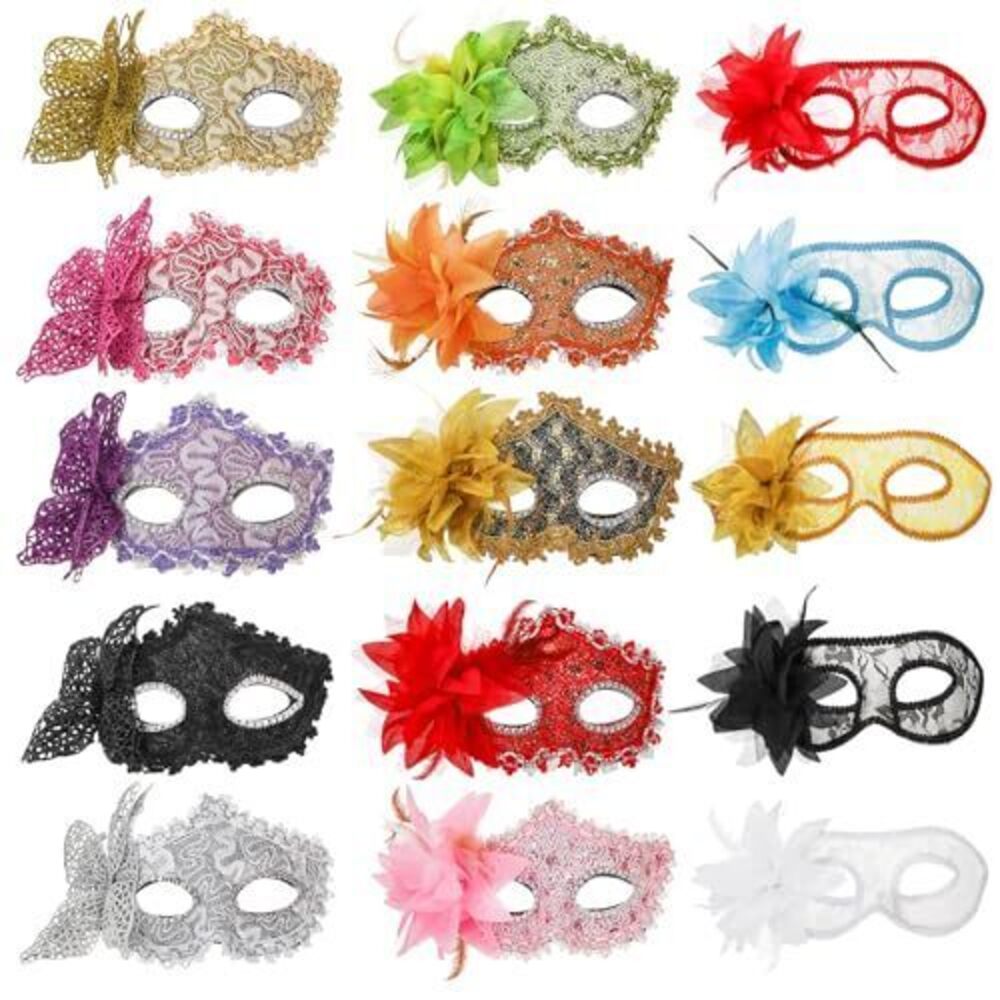 2622 15 Pack Masquerade Mask , Vintage Venetian Masks with Ribbon Strap